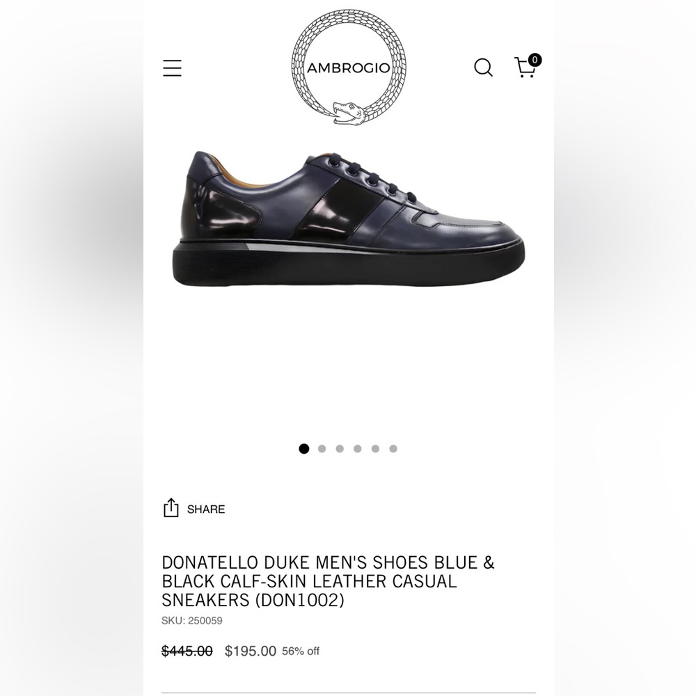 Donatello Duke Men’s Shoes Blue & Black Calf Skin Leather Casual Sneaker